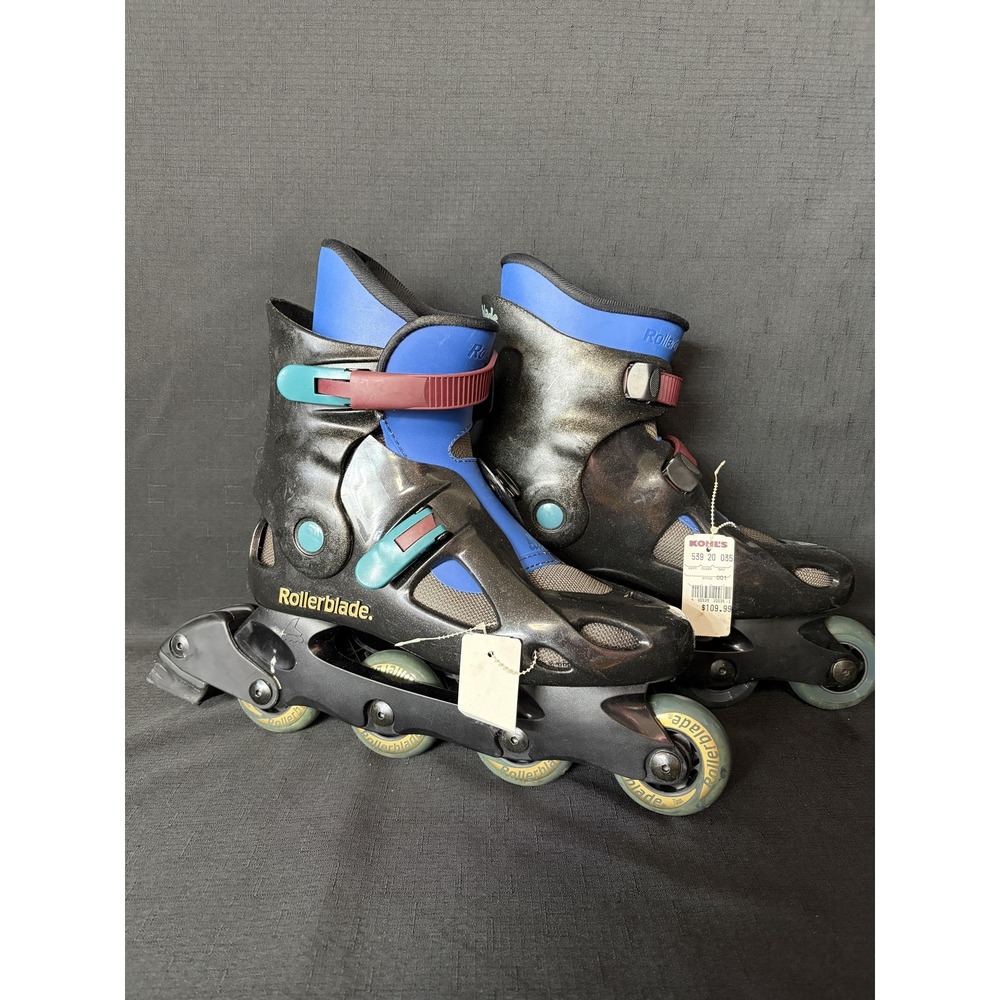 Rollerblade Spiritblade Inline Skates Adult Black Blue 4-Wheel With‎ Tags Retro